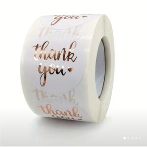 500 Thank You Sticker Roll Foil 1.5" NEW